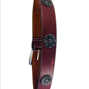 BROWN CONCHO Women's BELT size M/332 BRIGHTON LEATHER FLORAL